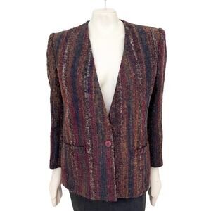VTG SASSON Boucle Knit Structured Blazer  Mohair Wool  SZ 12
